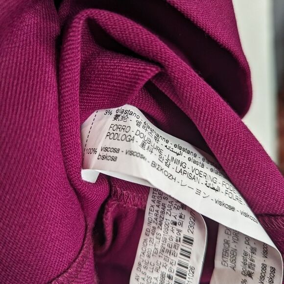 ZARA Strapless Draped Purple Plum Cocktail Bridal Side Slit Midi Dress - Picture 8 of 9